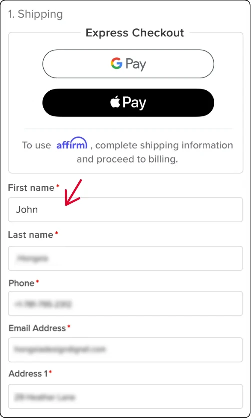 Proceed to check out & fill out your shipping information