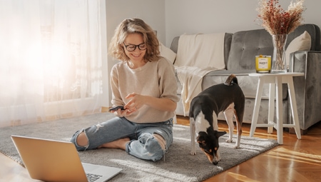 Woman enjoying time in her clean living room