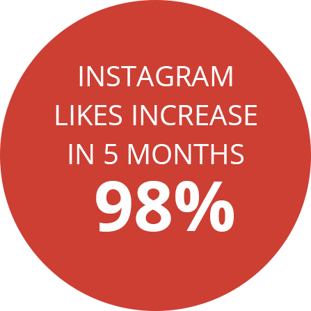 Instagram likes increase in 5 months 98%