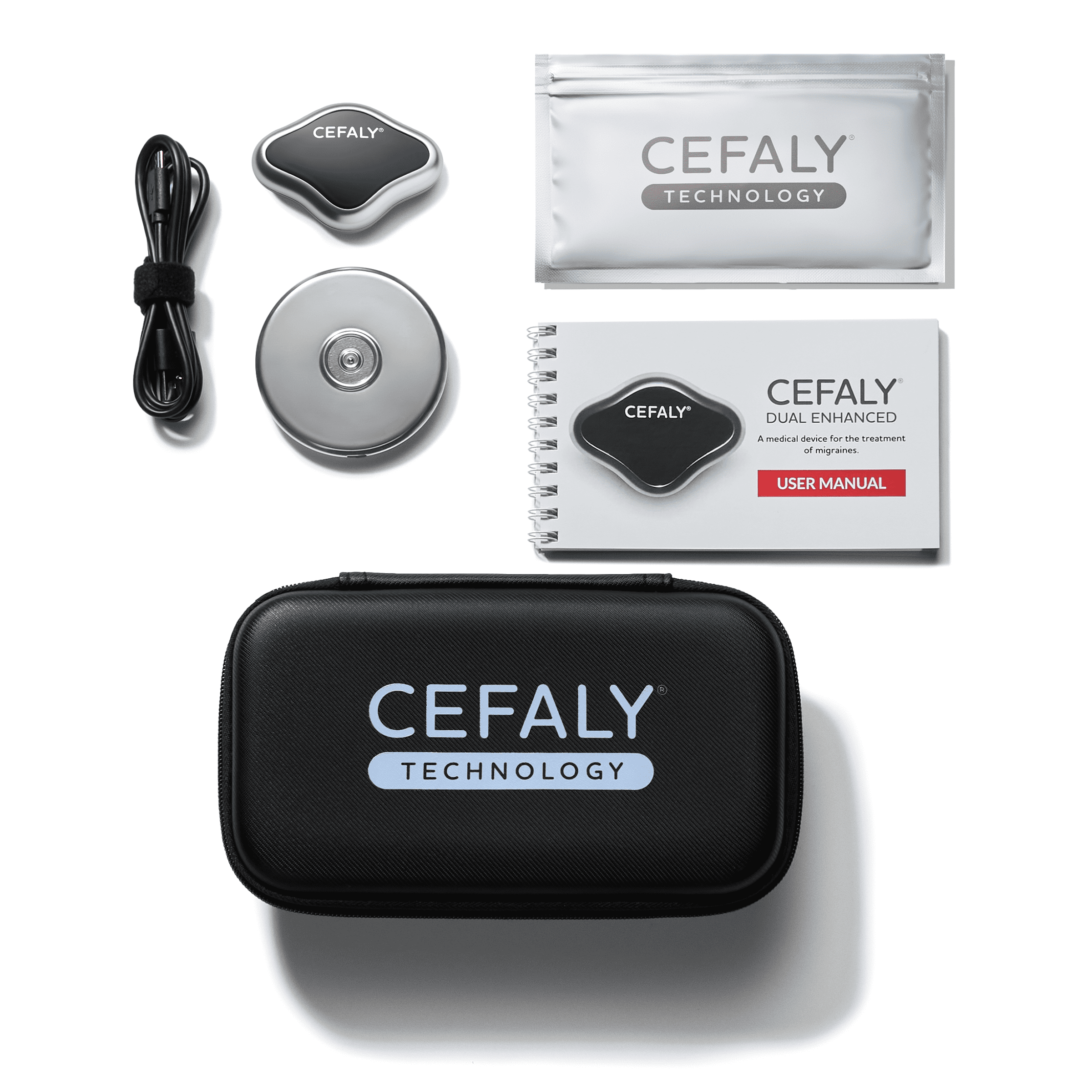  Cefaly Migraine treatment and prevention device with electrode laid out on work desk  4