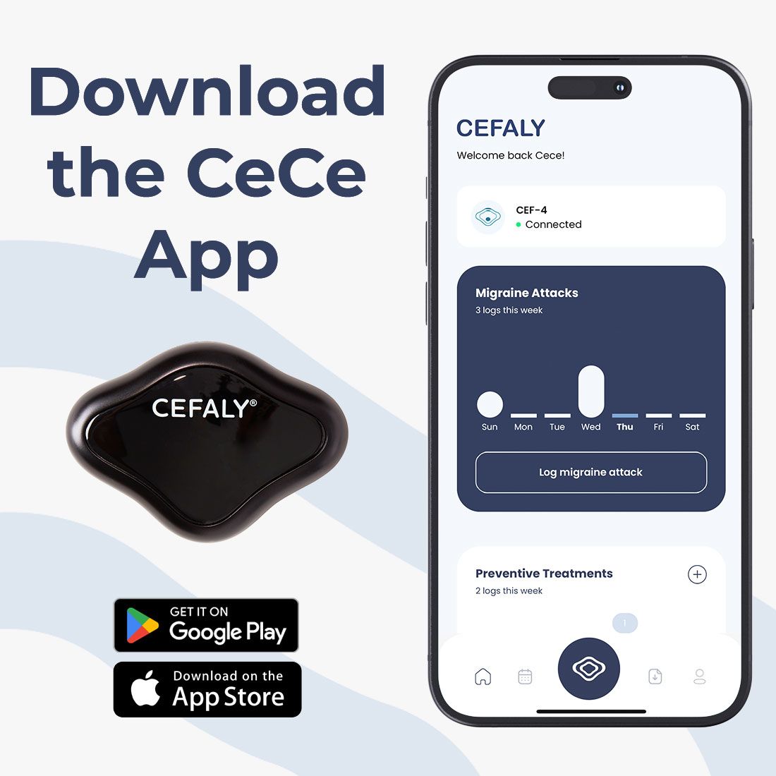  Cefaly Migraine treatment and prevention device with electrode laid out on work desk  5