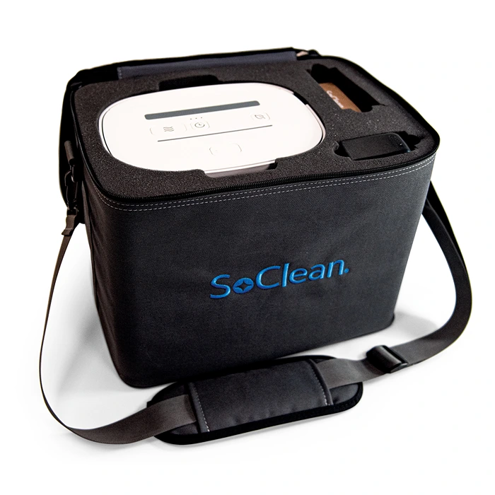 
                
                  Custom-cut padded case for travel with your SoClean
                
              