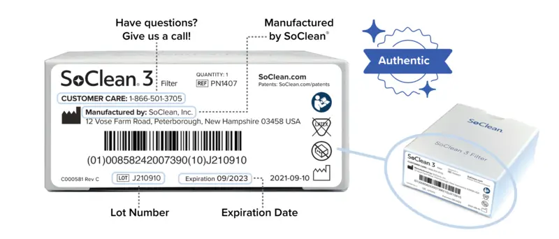 SoClean 3 Filter Kit box label