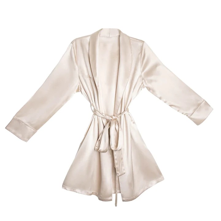 Blissy 100% Mulberry Silk Classic Robe- Champagne | SoClean Marketplace