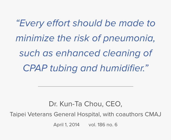 Minimizing the risk of pneumonia is critical for CPAP users.