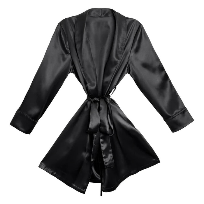 Blissy 100% Mulberry Silk Classic Robe- Black | SoClean Marketplace